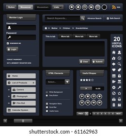 Website Web Design Elements Dark Template Frame