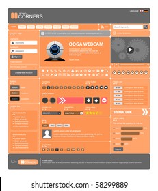 Website Web Design Elements Orange Template