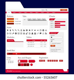 Website Web Design Elements Red Theme