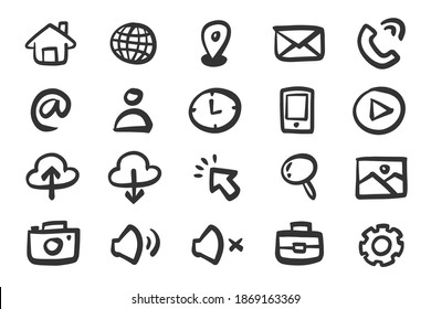Web-Icon-Set - Cartoon Handgezeichnete Dodysymbole