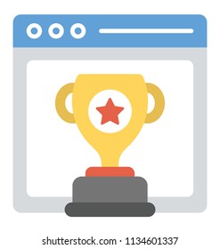 
A website window with award trophy symbolising award-winning website 

