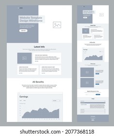 Website wireframe. Landing page design template.