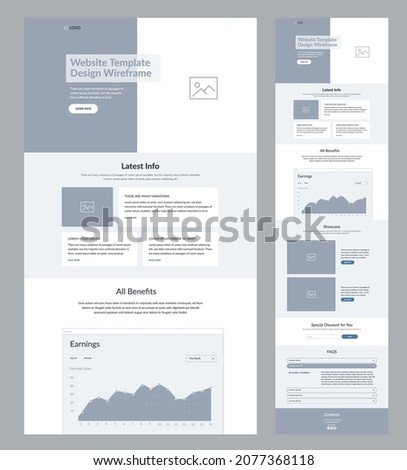 Website wireframe. Landing page design template.