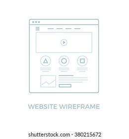 Website Wireframe. Landing page line icon. Web page user interface in browser window