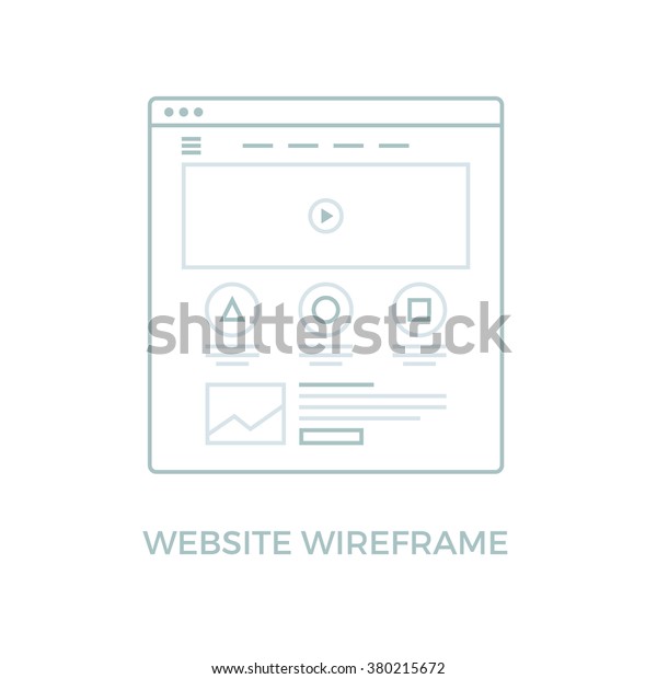 Website Wireframe. Landing page line icon.\
Web page user interface in browser\
window