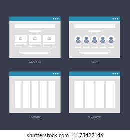 Website Wireframe Layouts UI Kits for Site map and Ux Design