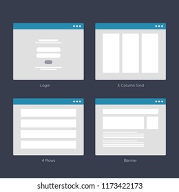 Website Wireframe Layouts UI Kits for Site map and Ux Design
