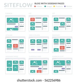 Website Wireframe Layouts UI Kits for Site map and Ux Design