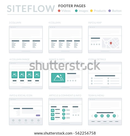 Website Wireframe Layouts UI Kits for Site map and Ux Design