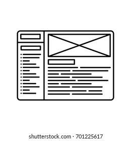 Website wireframe line icon. Outline illustration for website or logo design template