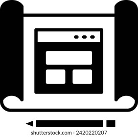 website wireframe sketch concept, page schematic or screen blueprint vector icon design, Web design and Development symbol, user interface or graphic sign, web site engineering stock illustration