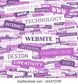 WEBSITE. Word cloud illustration. Tag cloud concept collage. Vector illustration.