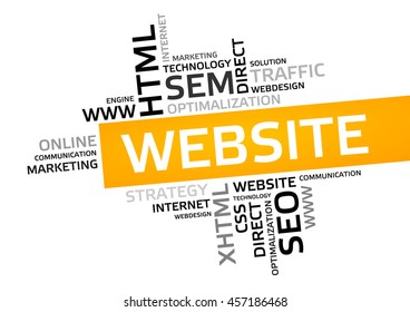 WEBSITE word cloud, tag cloud, vector graphic - business and internet concept