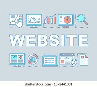 Website word concepts banner. Digital marketing. Web consulting, audit. SEO research, strategy. Presentation, website. Isolated lettering typography idea with linear icons. Vector outline illustration