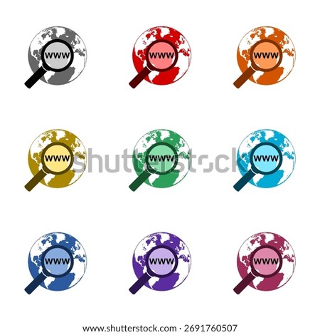 Website WWW  icon isolated on white background. Set icons colorful