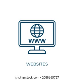 websites icon. Thin linear websites outline icon isolated on white background. Line vector websites sign, symbol for web and mobile