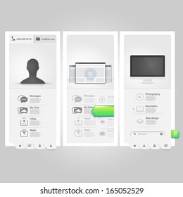 Webste template Ui elements:Personal Vcard portfolio with icons