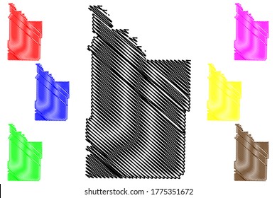 Condado de Webster, Georgia (condado de los EE.UU., Estados Unidos de América, EE.UU., EE.UU.) mapa de ilustración vectorial, esbozo garabato mapa de Webster