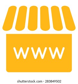 Webstore icon from Business Bicolor Set. Vector style: flat symbol, yellow color, rounded angles, white background.