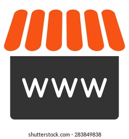 Webstore icon from Business Bicolor Set. Vector style: bicolor flat symbol, orange and gray colors, rounded angles, white background.