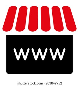 Webstore icon from Business Bicolor Set. Vector style: bicolor flat symbol, intensive red and black colors, rounded angles, white background.