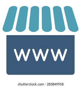 Webstore icon from Business Bicolor Set. Vector style: bicolor flat symbol, cyan and blue colors, rounded angles, white background.