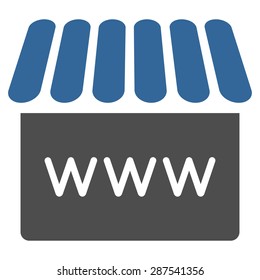Webstore icon from Business Bicolor Set. Vector style: bicolor flat symbol, cobalt and gray colors, rounded angles, white background.
