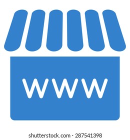 Webstore icon from Business Bicolor Set. Vector style: flat symbol, cobalt color, rounded angles, white background.
