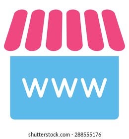 Webstore icon from Business Bicolor Set. Vector style: bicolor flat symbol, pink and blue colors, rounded angles, white background.
