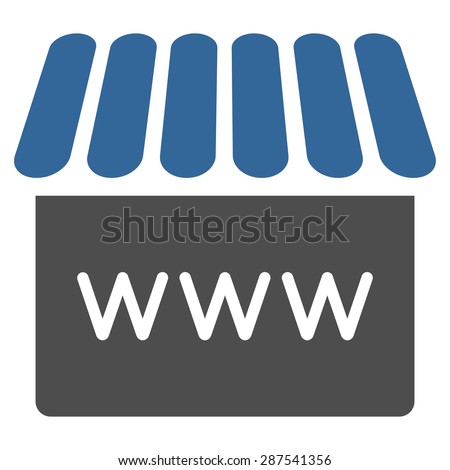 Webstore icon from Business Bicolor Set. Vector style: bicolor flat symbol, cobalt and gray colors, rounded angles, white background.