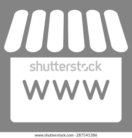 Webstore icon from Business Bicolor Set. Vector style: flat symbol, white color, rounded angles, gray background.