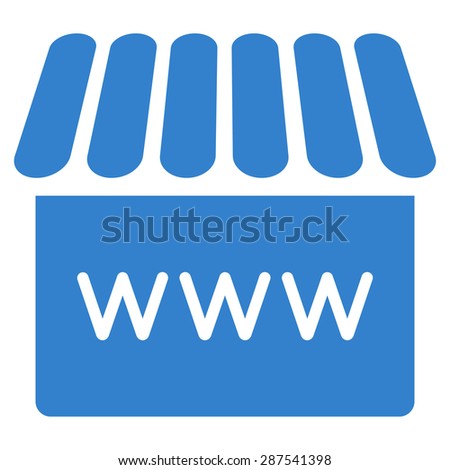 Webstore icon from Business Bicolor Set. Vector style: flat symbol, cobalt color, rounded angles, white background.