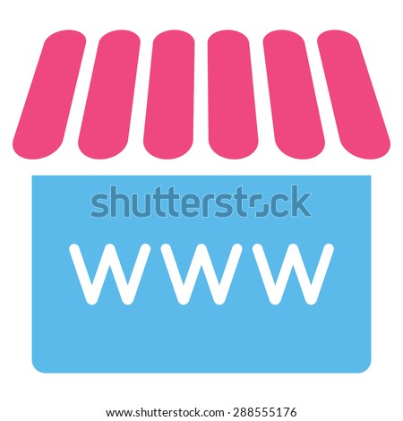 Webstore icon from Business Bicolor Set. Vector style: bicolor flat symbol, pink and blue colors, rounded angles, white background.