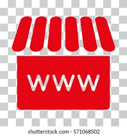 Webstore icon. Vector illustration style is flat iconic symbol, red color, transparent background. Designed for web and software interfaces.