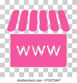 Webstore icon. Vector illustration style is flat iconic symbol, pink color, transparent background. Designed for web and software interfaces.