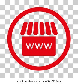 Webstore icon. Vector illustration style is flat iconic symbol, red color, transparent background. Designed for web and software interfaces.