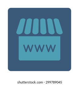 Webstore icon. Vector style is cyan and blue colors, flat rounded square button on a white background.