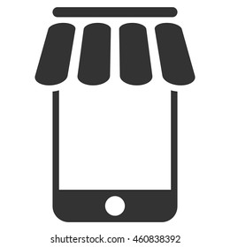 Webstore icon. Vector style is flat iconic symbol with rounded angles, gray color, white background.