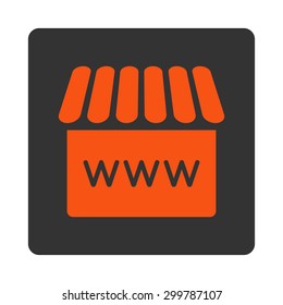 Webstore icon. Vector style is orange and gray colors, flat rounded square button on a white background.
