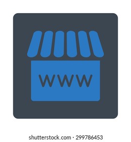 Webstore icon. Vector style is smooth blue colors, flat rounded square button on a white background.