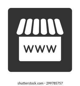 Webstore icon. Vector style is white and gray colors, flat rounded square button on a white background.