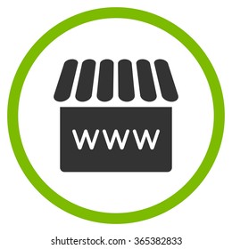Webstore vector icon. Style is bicolor flat circled symbol, eco green and gray colors, rounded angles, white background.
