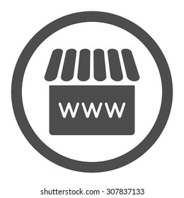 Webstore vector icon. This rounded flat symbol is drawn with gray color on a white background.