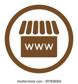 Webstore vector icon. This rounded flat symbol is drawn with brown color on a white background.