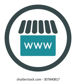 Webstore vector icon. This rounded flat symbol is drawn with soft blue colors on a white background.