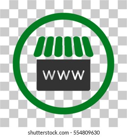 Webstore vector pictograph. Illustration style is flat iconic bicolor green and gray rounded symbol on a transparent background.