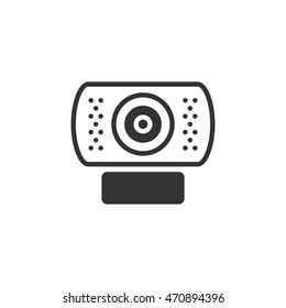 Wecam icon in single color. Computer internet connection discussion teleconference business