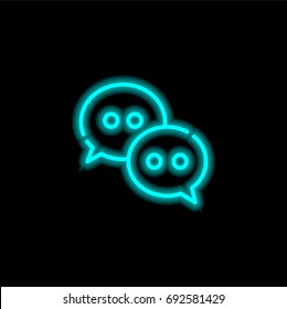 Wechat blue glowing neon ui ux icon. Glowing sign logo vector