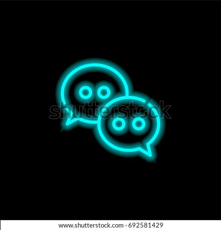 Wechat blue glowing neon ui ux icon. Glowing sign logo vector