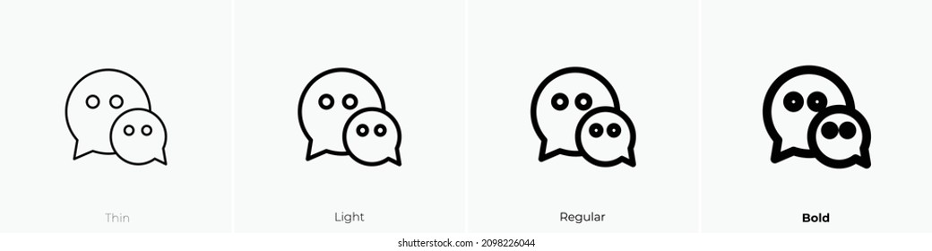 wechat icon. Thin, Light Regular And Bold style design isolated on white background